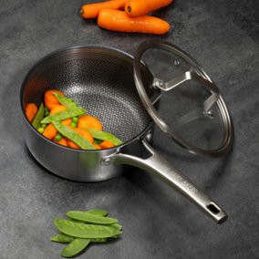 Hairy Bikers 18cm Sauce Pan HexGuard Non Stick With Lid Extra Durable Suitable for All Hobs