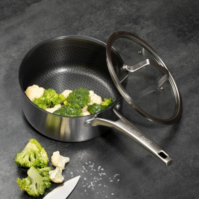 Hairy Bikers 20cm Sauce Pan HexGuard Non Stick With Lid Extra Durable Suitable for All Hobs