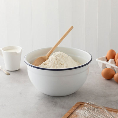 Hairy Bikers 24cm Enamelled Mixing Bowl PFOA Free White Blue KAS1898GE