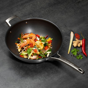 Hairy Bikers 30cm Wok HexGuard Non Stick Extra Durable Suitable for All Hobs