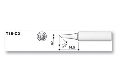 HAKKO - Soldering Tip, Bevel, 2.0mm