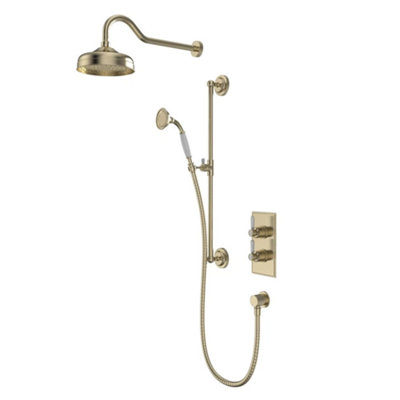 Halcyon Dual Finish Shower System with Riser Kit Overhead Shower ...
