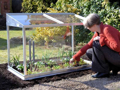 Half Cold Frame - Aluminium/Glass - L65 x W121 x H82 cm - Racing Green - 3