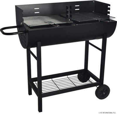 Half Drum Barrel Steel Bbq Charcoal Garden Barbecue Black