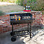 Half Drum Barrel Steel Bbq Charcoal Garden Barbecue Black Adjustable Grill