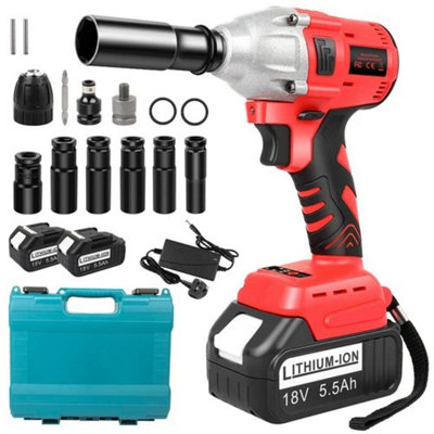 18V/21V Cordless Brushless Impact Wrench Kit – 1/2" Drive, 500N.m Torque, Li-Ion Battery