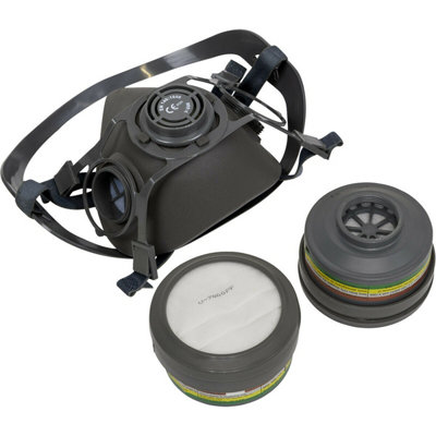 Half Mask Respirator with ABEK1 P2R Filter Cartridges - Inbuilt Exhalation Vent