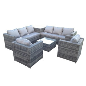Halifax Grey Outdoor Rattan Garden Furniture Set 8 Seater