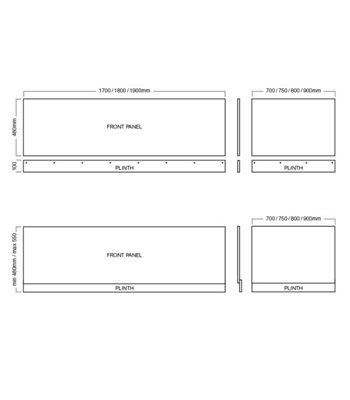 Halite 1700mm Grey Matt Front/Side Bath Panel