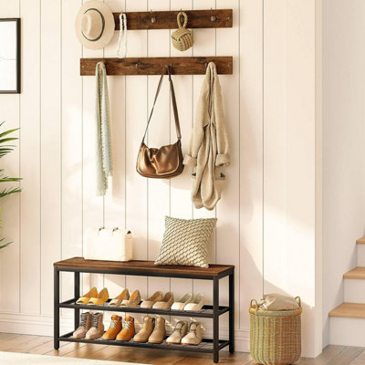 Shoe bench with coat hooks store