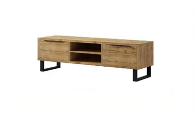 Halle 40 TV Cabinet W1800mm H500mm D500mm - Oak Wotan, with Drop-Down Drawers & Cable Management