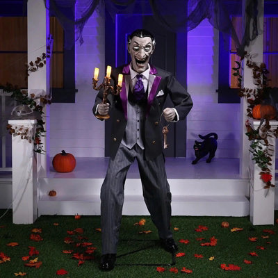 Halloween 6ft Animated Butler Prop Life Size Sensor Talking Light Up ...