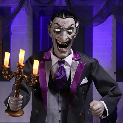 Halloween 6ft Animated Butler Prop Life Size Sensor Talking Light Up ...