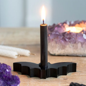 Halloween Bat Shaped Taper Candle Holder - Made from Wood (Width) 11 cm