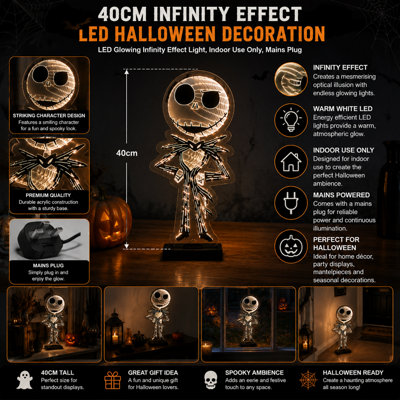 Halloween Decoration Jack Skellington Infinity Light 40cm Indoor LED ...