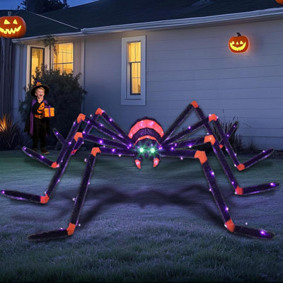 Giant LED Spider Web Halloween Decoration – Outdoor Party Prop, Black, Battery/Plug Option