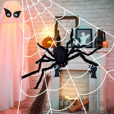 18-Piece Halloween Spider Decorations Set - Spider Web Banner & Hanging Swirls For Haunted Party Decor