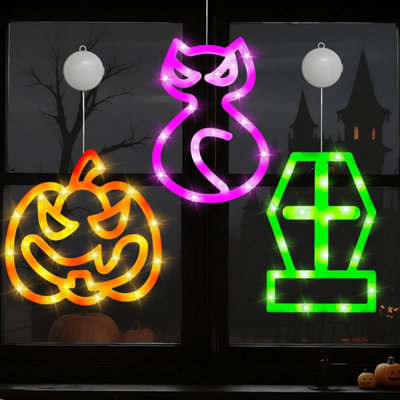 Halloween Decorations Window Light: Set of 3 LED Lights for Windows ...