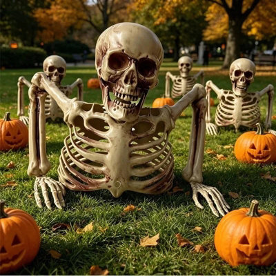 Halloween Half Body Skeleton Half Buried Bone Prop Spooky Horror ...