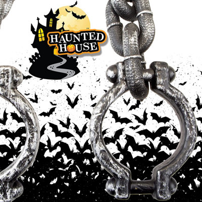 thumbnail image 2 of HAZOULEN Plastic Wrist Shackles Prison Chain Handcuffs For Halloween Costume Party Decor Props 2 of 13