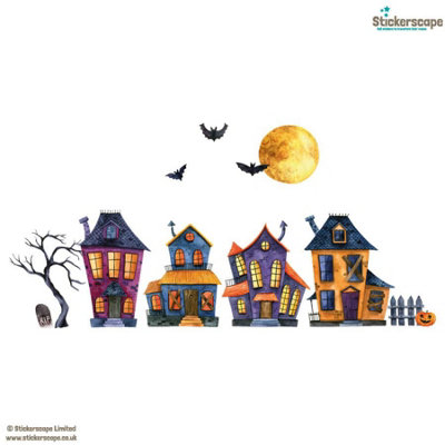 Halloween Haunted Village Window Stickers (Large size)