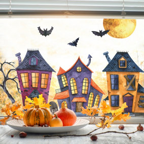 Halloween Haunted Village Window Stickers (Regular size)