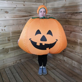 Halloween Inflatable Pumpkin Costume With Pumpkin Hat Adult Size Battery Powered