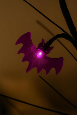 Halloween Light Up Tree With Purple Bats 60cm Battery Operated Warm ...