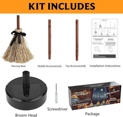 Stijggn Witches Broom Halloween Decorations Animated Light Up Moving Broomstick With Spooky