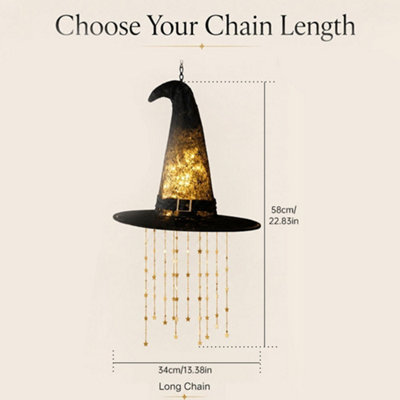 Halloween Outdoor Ornament Lighted Witch Hat Hanging Chime LED Glowing ...