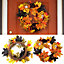 Halloween Prelit Wreath Autumn Maple Leaf with Berries for Front Door Decor 35 cm