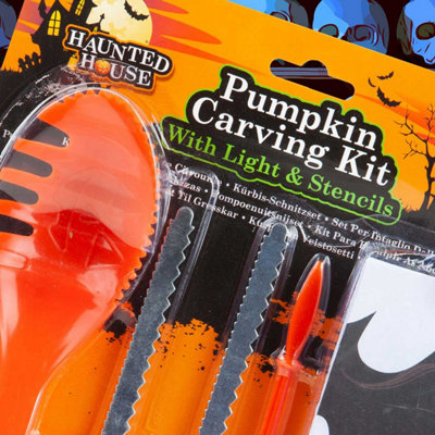 thumbnail image 2 of 5-Piece Pumpkin Carving Kit – Halloween DIY Tool Set For Kids, Party Scoop & Tools, Orange 2 of 5