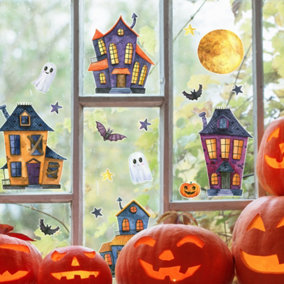 Halloween Scene Window Sticker Pack Children's Bedroom Nursery Playroom Décor Self-Adhesive Reusable