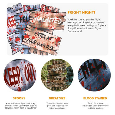 Halloween Signs 3 pc Halloween Decoration