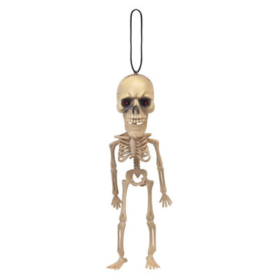 Halloween Skeleton Decoration Big Head, Red LED Eyes Trick or Treat Party  White