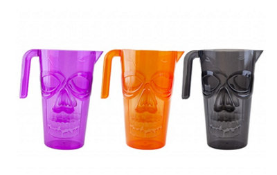 Halloween Skull Drink Party Jugs - Orange, Purple, Black 3 Pack