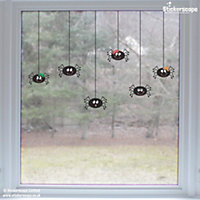 Halloween Spiders on a String Window Stickers