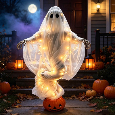 Halloween Swirling Ghost Pumpkin Light,Outdoor Yard Decoration for ...