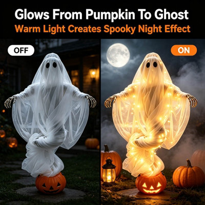Halloween Swirling Ghost Pumpkin Light,Outdoor Yard Decoration for ...