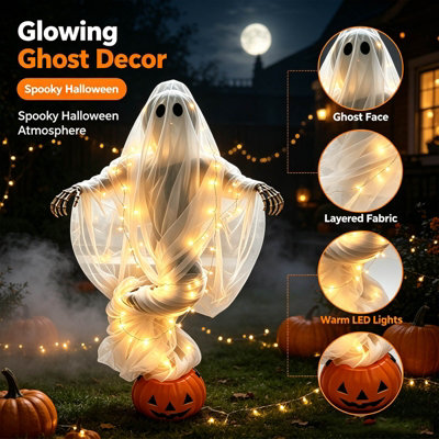 Halloween Swirling Ghost Pumpkin Light,Outdoor Yard Decoration for ...