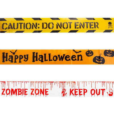 Zombie Infection Zone Caution Tape Adult Red Black 6m main image 1