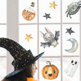 Halloween Window Sticker Pack Children's Bedroom Nursery Playroom Décor Self-Adhesive Reusable