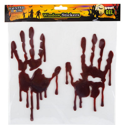 Halloween Window Stickers Blood Handprints Decoration Trick or Treat Party  Red