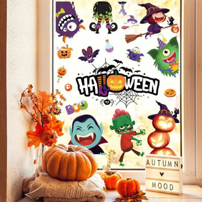 9 Blätter Halloween Fensteraufkleber – PVC, Statisch Haftend, Gruselige Deko