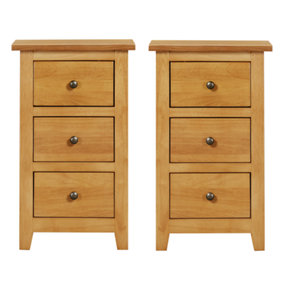 Hallowood Furniture Aston 3 Drawer Small Bedside Table (Pair)