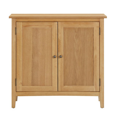 Hallowood Furniture Aston Armadietto In Legno Di Gomma E Rovere – 2 Ante, Ripiano Regolabile, 60x65x35 Cm, Per Soggiorno, Cucina, Camera Da Letto