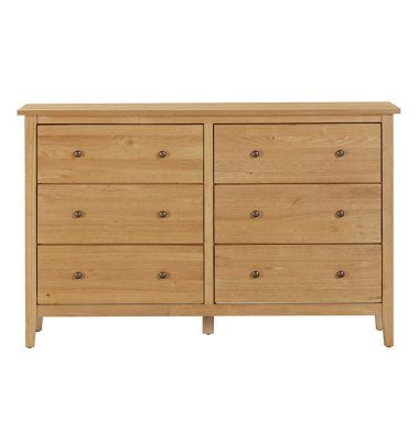 Hallowood Furniture Aston Oak Chest Of Drawers, Solid Wood 6