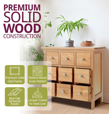 Hallowood Furniture Camberley Oak DVD and CD Storage Unit 9 Drawers