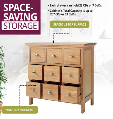 Hallowood Furniture Camberley Oak DVD and CD Storage Unit 9