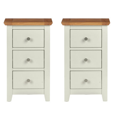 Hallowood Furniture Clifton Oak Painted Bedside Table (Pair)